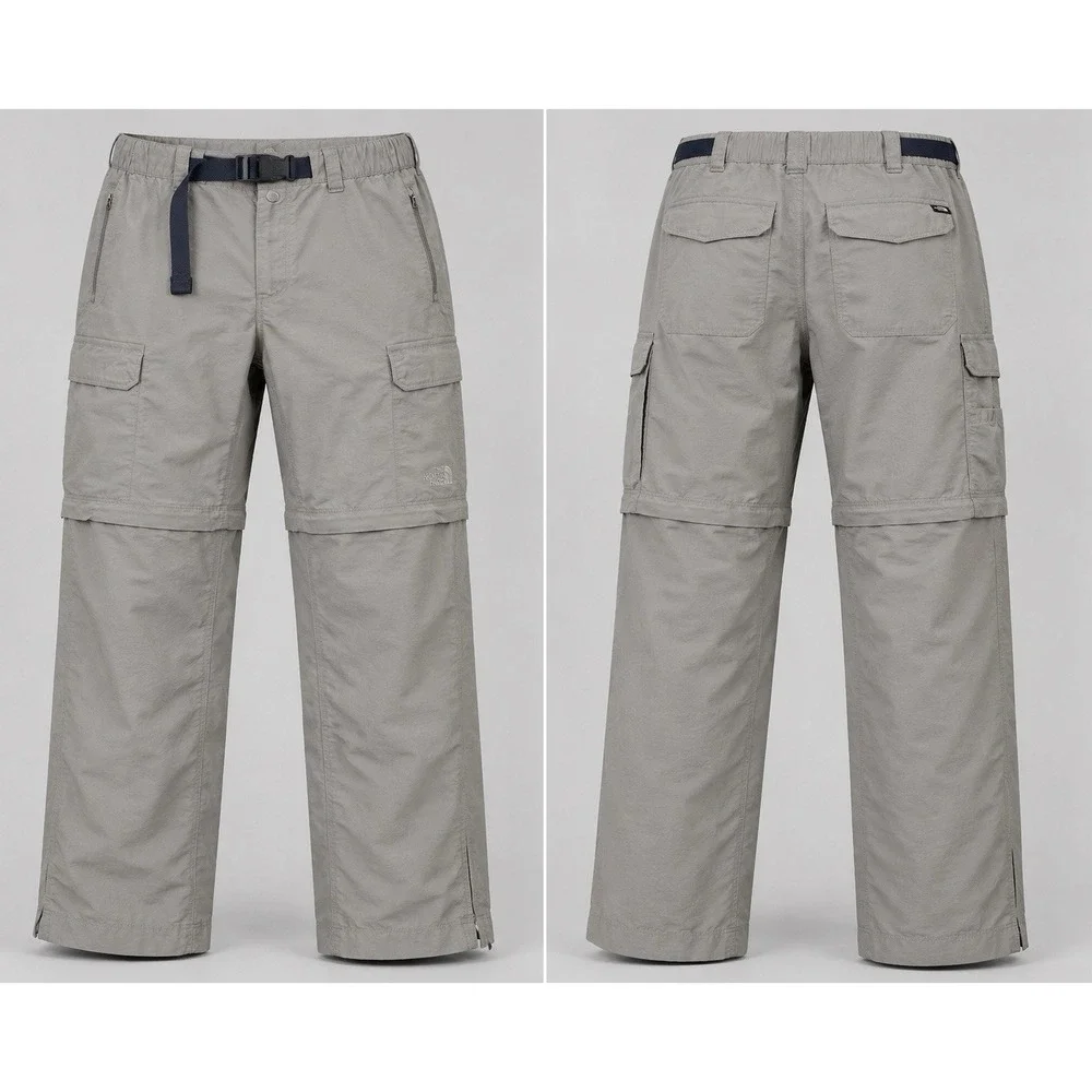 The North Face Convertible Cargo Pants Men's LARGE  Hiking Belted TAN
